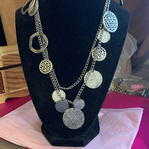 Silver Multi-Disc Layered Necklace - Women Jewelry